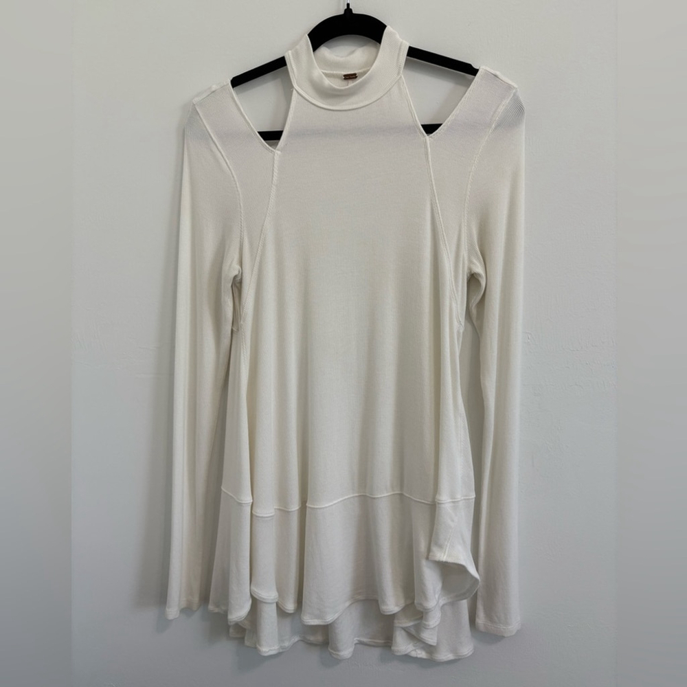 Free People Downtown Girl Cold Shoulder Tunic Sz S Ivory EUC - Picture 2 of 6